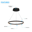 Load image into Gallery viewer, LED Ring Chandelier, 1 - Ring, 38W, 3000K, 1512LM, Dimmable, Diameter 23.6''×71'' - LEDMyPlace