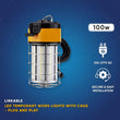 Load image into Gallery viewer, LED Temporary Work Lights with Cage, 100W 5000K, Plug and Play, Linkable, 12000LM, IP64, Portable Hanging Lighting for Construction Jobsite - LEDMyPlace