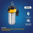 Load image into Gallery viewer, LED Temporary Work Lights with Cage, 150W 5000K 18000LM Plug and Play, Linkable, Jobsite Lighting, IP64, Portable Hanging Work Construction Light - LEDMyPlace