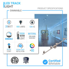 Load image into Gallery viewer, LED Track Lighting, Brushed Nickel Finish, Dimmable, 3000K, Flush Mount Spotlight Ceiling, Directional Ceiling Light for Dining Room, Bedroom, Office - LEDMyPlace