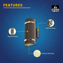 Load image into Gallery viewer, LED Up and Down Lights Outdoor, Semi Cylinder, 2X5W, AC100 - 277V, Outdoor Wall Light ETL, RoHS Listed, Waterproof Outdoor Wall Lamps - LEDMyPlace