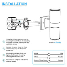 Load image into Gallery viewer, LED Up &amp; Down Lights Outdoor, Cylinder, 12WX2, AC100 - 277V, 80 - 90 Lm/W, IP65, Light Bronze Finish, Double Side - LEDMyPlace