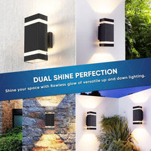 Load image into Gallery viewer, LED Up &amp; Down Wall Lights Outdoor, Square, 2x6W, AC100 - 277V, Waterproof Wall Sconce in 2 Lights, ETL - Listed, 80 - 90 Lumens/W - LEDMyPlace