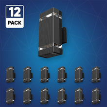 Load image into Gallery viewer, LED Up &amp; Down Wall Lights Outdoor, Square, 2x6W, AC100 - 277V, Waterproof Wall Sconce in 2 Lights, ETL - Listed, 80 - 90 Lumens/W - LEDMyPlace