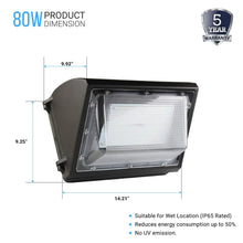 Load image into Gallery viewer, LED Wall Pack Light with Dusk - to - Dawn Photocell 80W 10,200 Lumens, 5700K Bronze Finish - Forward Throw, IP65 Waterproof Outdoor Wall Light Fixture, Commercial Security Lighting - LEDMyPlace