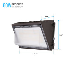 Load image into Gallery viewer, LED Wall Pack Light with Dusk - to - Dawn Sensor 60W 9000LM 5700K Daylight, Forward Throw, 120V - 277V Waterproof Wall Mount Security Lighting UL, DLC Premium - LEDMyPlace