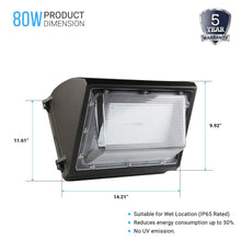 Load image into Gallery viewer, LED Wall Pack Light without Photocell 80W 5700K Forward Throw, IP65 Waterproof, 10400LM, UL, DLC Certified, Outdoor Commercial Security Light, For Porch Garage Warehouse Security Flood Lighting - LEDMyPlace