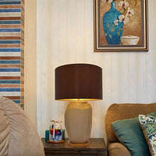 Load image into Gallery viewer, Lola Big Sculpted Glass Best Table Lamp 30" - Spiced Apricot/Chocolate Brown - LEDMyPlace