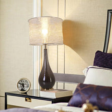 Load image into Gallery viewer, Lola Big Translucent Smoke Gray Ombre Glass Best Table Lamp 30" - Smoke Gray Ombre/Silver Yarn Shade (Set of 2) - LEDMyPlace