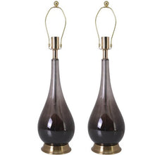 Load image into Gallery viewer, Lola Big Translucent Smoke Gray Ombre Glass Best Table Lamp 30" - Smoke Gray Ombre/Silver Yarn Shade (Set of 2) - LEDMyPlace