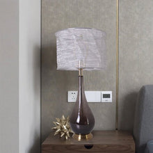 Load image into Gallery viewer, Lola Big Translucent Smoke Gray Ombre Glass Best Table Lamp 30" - Smoke Gray Ombre/Silver Yarn Shade (Set of 2) - LEDMyPlace