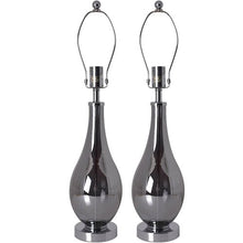 Load image into Gallery viewer, Lola Chrome Droplet Glass Best Table Lamp 28" - Chrome Gray/Creme (Set of 2) - LEDMyPlace