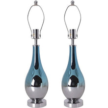 Load image into Gallery viewer, Lola Ombre Droplet Glass Best Table Lamp 28" - Blue Chrome Ombre/Creme (Set of 2) - LEDMyPlace