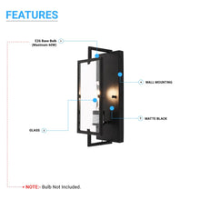Load image into Gallery viewer, Matte Black Wall Sconce Light, UL Listed for Damp Location, E26 Base, 3 Years Warranty, Hallway Light Fixtures - LEDMyPlace