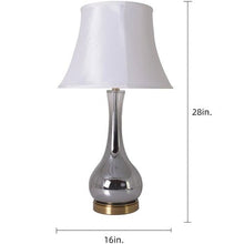 Load image into Gallery viewer, Melati Chrome Gray Ombre Glass Best Table Lamp 28" - Chrome Gray/White Collapsible Shade (Set of 2) - LEDMyPlace