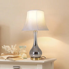Load image into Gallery viewer, Melati Chrome Gray Ombre Glass Best Table Lamp 28" - Chrome Gray/White Collapsible Shade (Set of 2) - LEDMyPlace