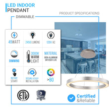 Load image into Gallery viewer, Modern Round Chandeliers with unique design Shade, 49W, 3000K, 2450LM, Dimmable, Pendant Mounting, CRI: 80+, Aluminum Body Finish - LEDMyPlace