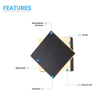 Load image into Gallery viewer, Modern Square LED Wall Sconce, 9W, 3000K, 338LM, CRI: 80+, Dimmable, Dimension: 6.7 x 2.1 x 6.7 Inch - LEDMyPlace