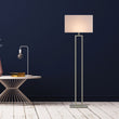 Load image into Gallery viewer, Modern Standing Floor Lamps for Living Room 61 - inch Brushed Nickel &amp; Straight Rectangular Pure White Linen Shade, With 1PCS ON - OFF Switch, Corner Floor Lamp - LEDMyPlace