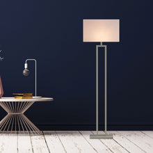 Load image into Gallery viewer, Modern Standing Floor Lamps for Living Room 61 - inch Brushed Nickel &amp; Straight Rectangular Pure White Linen Shade, With 1PCS ON - OFF Switch, Corner Floor Lamp - LEDMyPlace