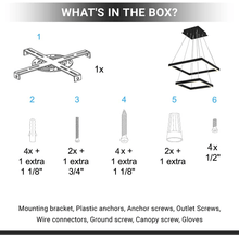 Load image into Gallery viewer, Modern Two - Tier Square Chandelier Lighting, 54W, 3000K, 3016LM, Dimension : 19.7''L×19.7''W×55''H - LEDMyPlace