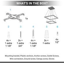 Load image into Gallery viewer, Modern Two - Tier Square Chandelier Lighting, 54W, 3000K, 3016LM, Dimension : 19.7''L×19.7''W×55''H - LEDMyPlace