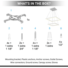 Load image into Gallery viewer, Modern Two - Tier Square Chandelier Lighting, 54W, 3000K, 3016LM, Dimension : 19.7''L×19.7''W×55''H - LEDMyPlace