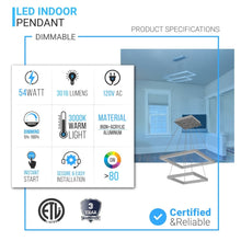 Load image into Gallery viewer, Modern Two - Tier Square Chandelier Lighting, 54W, 3000K, 3016LM, Dimension : 19.7''L×19.7''W×55''H - LEDMyPlace