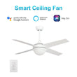 Load image into Gallery viewer, NEVA 52 inch 4 - Blade Best Smart Ceiling Fan with LED Light Kit &amp; Best Smart Wall Switch - White/White - LEDMyPlace