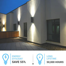 Load image into Gallery viewer, Outdoor LED Up and Down Wall Sconce, Cylinder Outside Lights, 2x36W, AC100 - 277V, Double Side (White Light), Exterior Wall Lights - LEDMyPlace