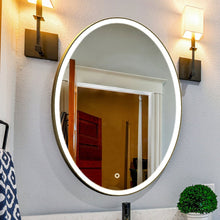 Load image into Gallery viewer, Oval LED Lighted Bathroom Vanity Mirror, Touch Switch, Anti - Fog Wall Mounted Makeup Mirror &amp; CCT Remembrance, CRI 90+, LED Oval Mirror for Bathroom, Lunar Style - LEDMyPlace