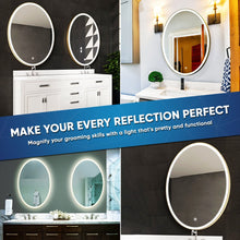 Load image into Gallery viewer, Oval LED Lighted Bathroom Vanity Mirror, Touch Switch, Anti - Fog Wall Mounted Makeup Mirror &amp; CCT Remembrance, CRI 90+, LED Oval Mirror for Bathroom, Lunar Style - LEDMyPlace