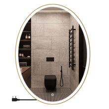 Load image into Gallery viewer, Oval LED Lighted Bathroom Vanity Mirror, Touch Switch, Anti - Fog Wall Mounted Makeup Mirror &amp; CCT Remembrance, CRI 90+, LED Oval Mirror for Bathroom, Lunar Style - LEDMyPlace