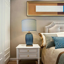 Load image into Gallery viewer, Platycodon Little Sculpted Glass Best Table Lamp 23" - Ocean Blue/Light Blue - LEDMyPlace