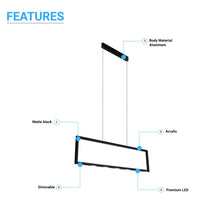 Load image into Gallery viewer, Rectangular Chandelier LED For Office Kitchen Dining Room, 33W, 3000K, 1650LM, LED Pendant Lighting with Matte Black Body Finish, Dimmable, 1 - Light - LEDMyPlace