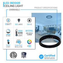 Load image into Gallery viewer, Ring Flush Mount LED Lighting Fixture, 16W/24W, 3000K, 800LM/1200LM, Close to Ceiling lights, Dimmable - LEDMyPlace