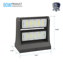 Load image into Gallery viewer, Rotatable LED Wall Pack Light 80W 5700K, 10800LM, Black, UL, DLC Premium, IP65, Adjustable Head Can be used as Up/Down Light, Outdoor Rotatable Wall Light - LEDMyPlace