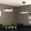 Load image into Gallery viewer, Round Chandelier, Matte Black + Wood Finish, 33W, 3000K (Warm White), 961 Lumens, Dimmable Pendant - LEDMyPlace