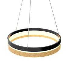 Load image into Gallery viewer, Round Chandelier, Matte Black + Wood Finish, 33W, 3000K (Warm White), 961 Lumens, Dimmable Pendant - LEDMyPlace
