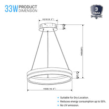 Load image into Gallery viewer, Round Chandelier, Matte Black + Wood Finish, 33W, 3000K (Warm White), 961 Lumens, Dimmable Pendant - LEDMyPlace