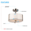 Load image into Gallery viewer, Semi Flush Mount Ceiling Lights, Drum Shape, Brushed Nickel Finish and Frosted Glass Shade, E26 Base, UL Listed - Damp Location - LEDMyPlace