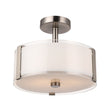 Load image into Gallery viewer, Semi Flush Mount Ceiling Lights, Drum Shape, Brushed Nickel Finish and Frosted Glass Shade, E26 Base, UL Listed - Damp Location - LEDMyPlace
