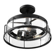 Load image into Gallery viewer, Semi Flush Mount Ceiling Lights, Drum Shape, Matte Black Finish with Clear Glass Shade, E26 Base, UL Listed, Hallway Light Fixtures - LEDMyPlace