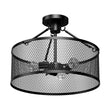 Load image into Gallery viewer, Semi Flush Mount Ceiling Lights, Drum Shape, Steel Cage Matte Black Finish, E26 Base, UL Listed, 3 Years Warranty - LEDMyPlace