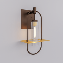 Load image into Gallery viewer, Smyth Indoor Wall Sconce, E26 Socket 1X60W, Clear Glass, Bronze, 22 1/4" H x 12 1/2" W, Extends 7 1/2" from the wall - LEDMyPlace