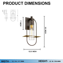 Load image into Gallery viewer, Smyth Indoor Wall Sconce, E26 Socket 1X60W, Clear Glass, Bronze, 22" H x 12.5" W, Extends 7" from the wall - LEDMyPlace