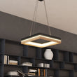 Load image into Gallery viewer, Square Metal and Wood Chandelier Light, 35W, 3000K (Warm White), 836 Lumens, Dimmable, Matte Black + Wood Body Finish - LEDMyPlace