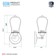 Load image into Gallery viewer, Steel Birdcage Wall Sconce Lighting Fixtures, Matte Black Finish, E26 Base, UL Listed, 3 Years Warranty - LEDMyPlace