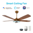 Load image into Gallery viewer, Striker 52 in. 5 - Blade Best Smart Ceiling Fan with Dimmable LED Light, Gold/Wood Grain Finish, Works w/ Remote Control/Alexa/Google Home/Siri - LEDMyPlace