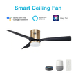 Load image into Gallery viewer, Striver 52" (3 - Blade) White Flush Mount Best Smart Ceiling Fan w/ Dimmable LED Light, Works w/ Remote Control/Alexa/Google Home/Siri - LEDMyPlace